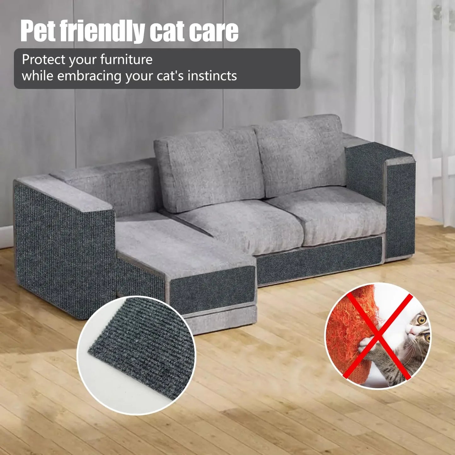 Cat Scratching Mat Carpet with Self-Adhesive Trimmable Cat Scratching Post Carpet Cats Scratch Furniture Protector