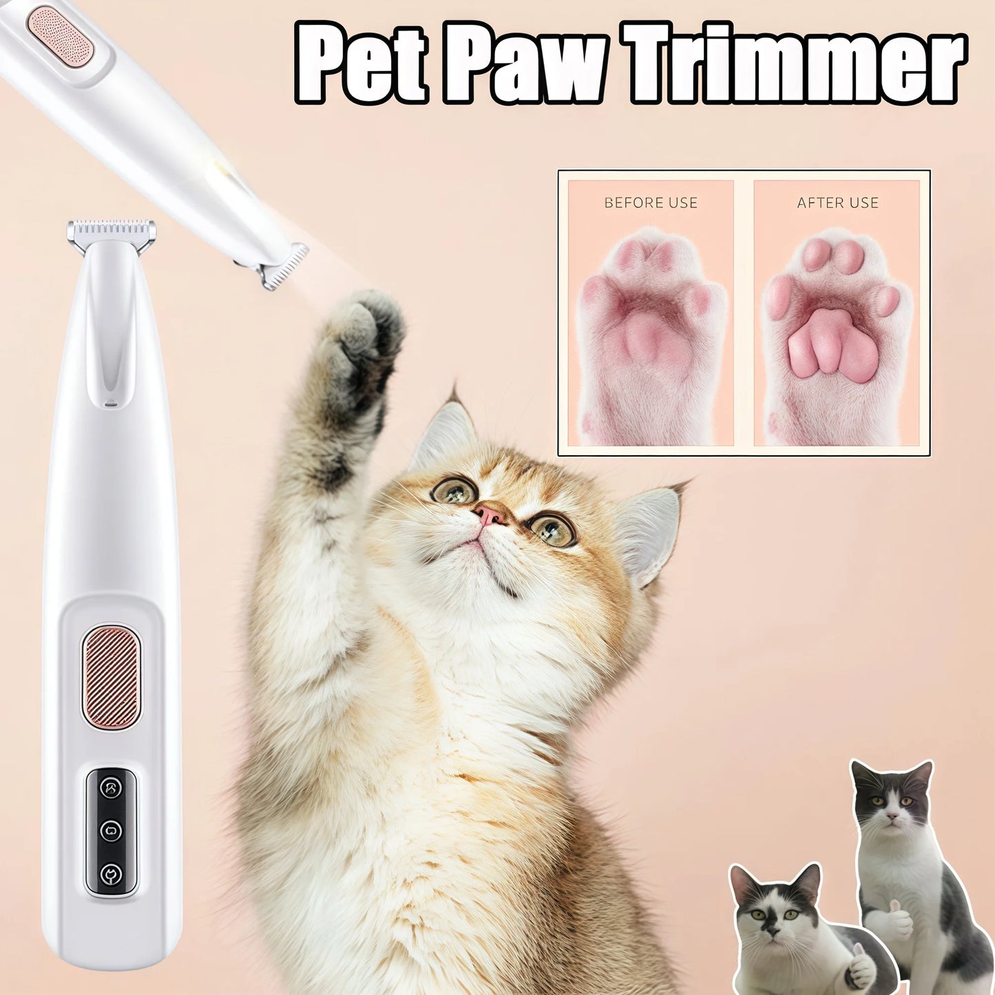 Portable Dog Paw Trimmer with LED Light Fully Waterproof Pet Hair Trimmer with Display Dog Clippers Grooming 18mm Widen Blade