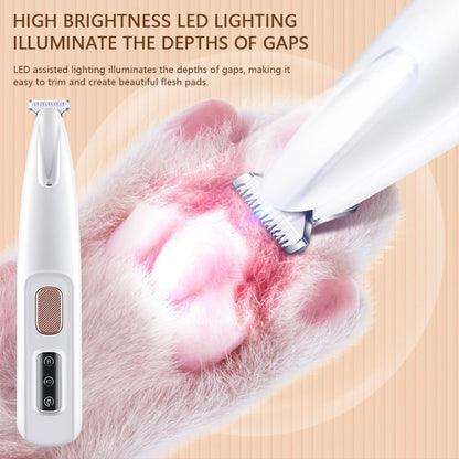 Portable Dog Paw Trimmer with LED Light Fully Waterproof Pet Hair Trimmer with Display Dog Clippers Grooming 18mm Widen Blade