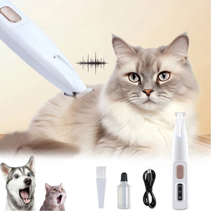 Portable Dog Paw Trimmer with LED Light Fully Waterproof Pet Hair Trimmer with Display Dog Clippers Grooming 18mm Widen Blade