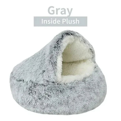 Round Cat Cushion Semi Enclosed Pet Sleep Bags Long Soft Plush 2 in 1 Warms Cats Beds Simple Comfort Warm Puppy Sleeping Nest